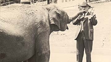 Milton Hershey with Elephant