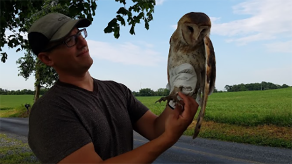 Nate with a barn owl